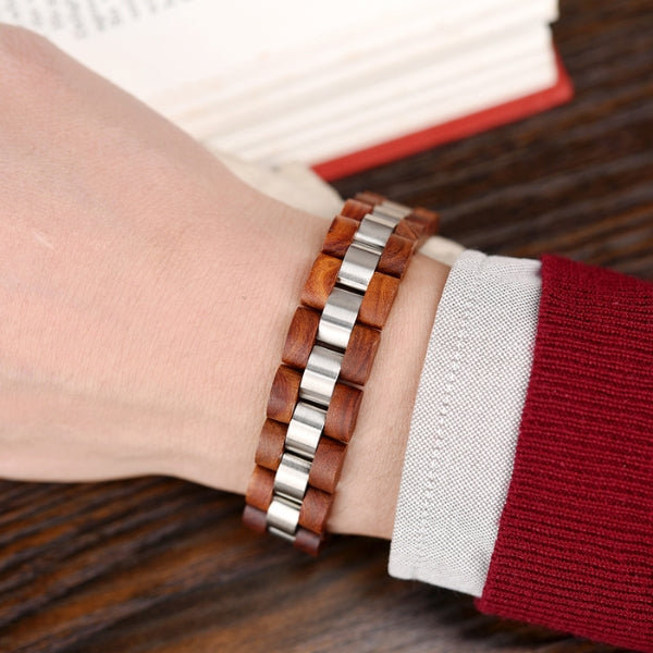 bracelet en bois rouge homme