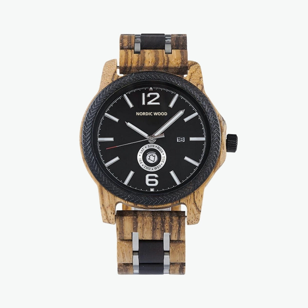 montre bois noir homme