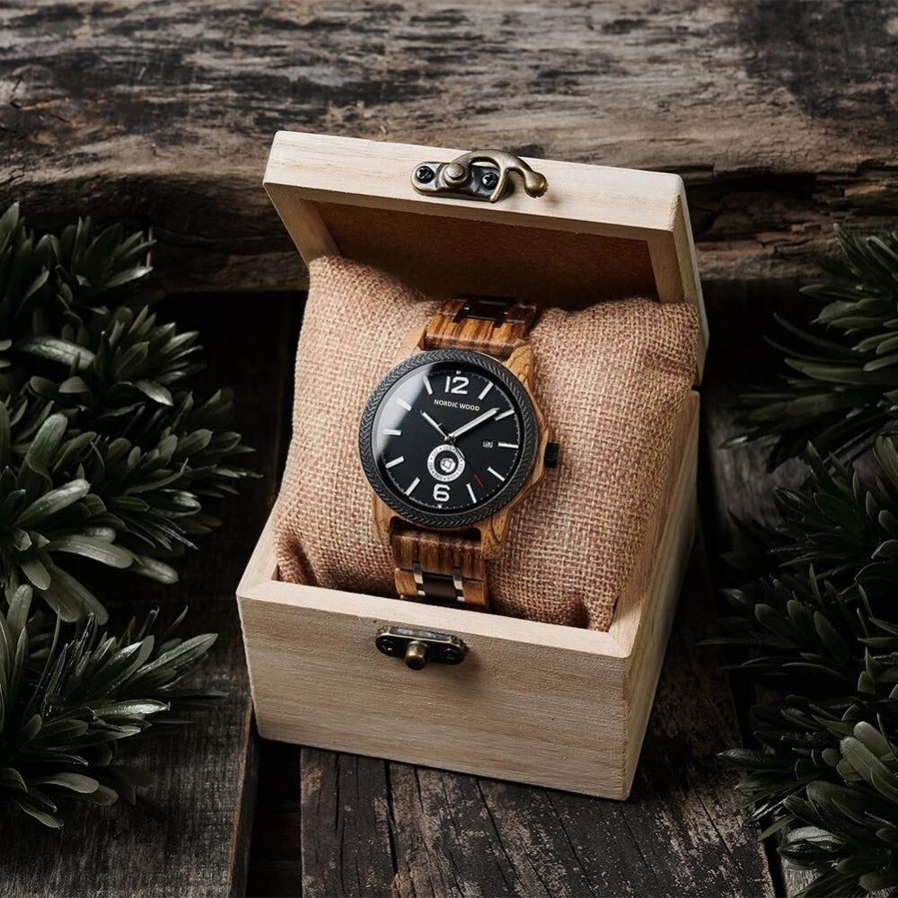 montre noir en bois pour homme