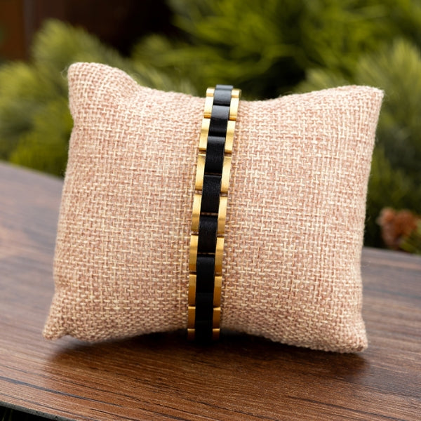 bracelet bois homme noir jaune