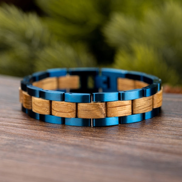 bracelet bois bleu homme