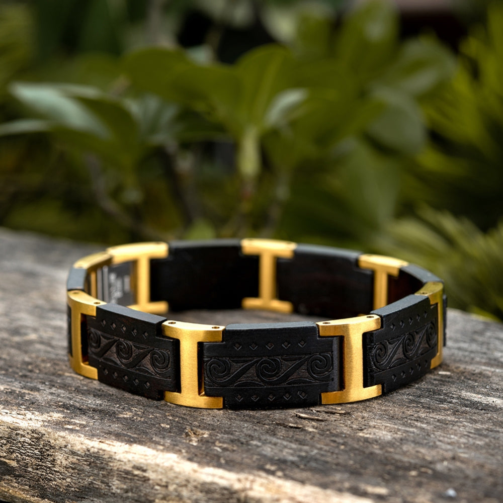 bracelet bois noir motifs