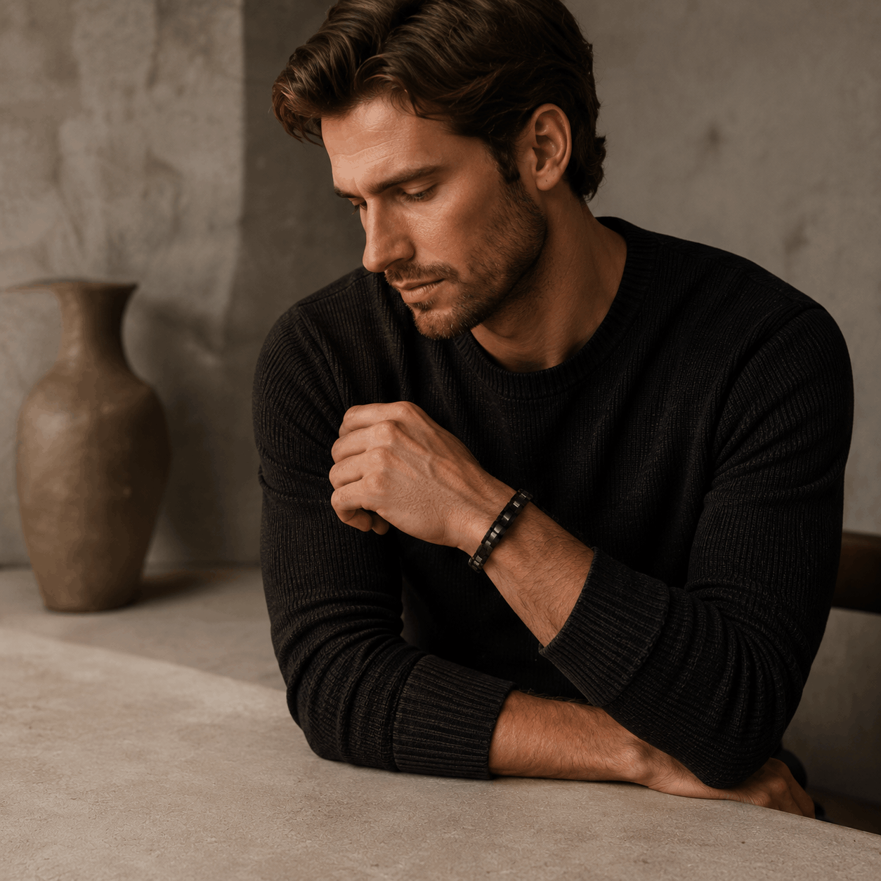 bracelet noir bois ébène homme