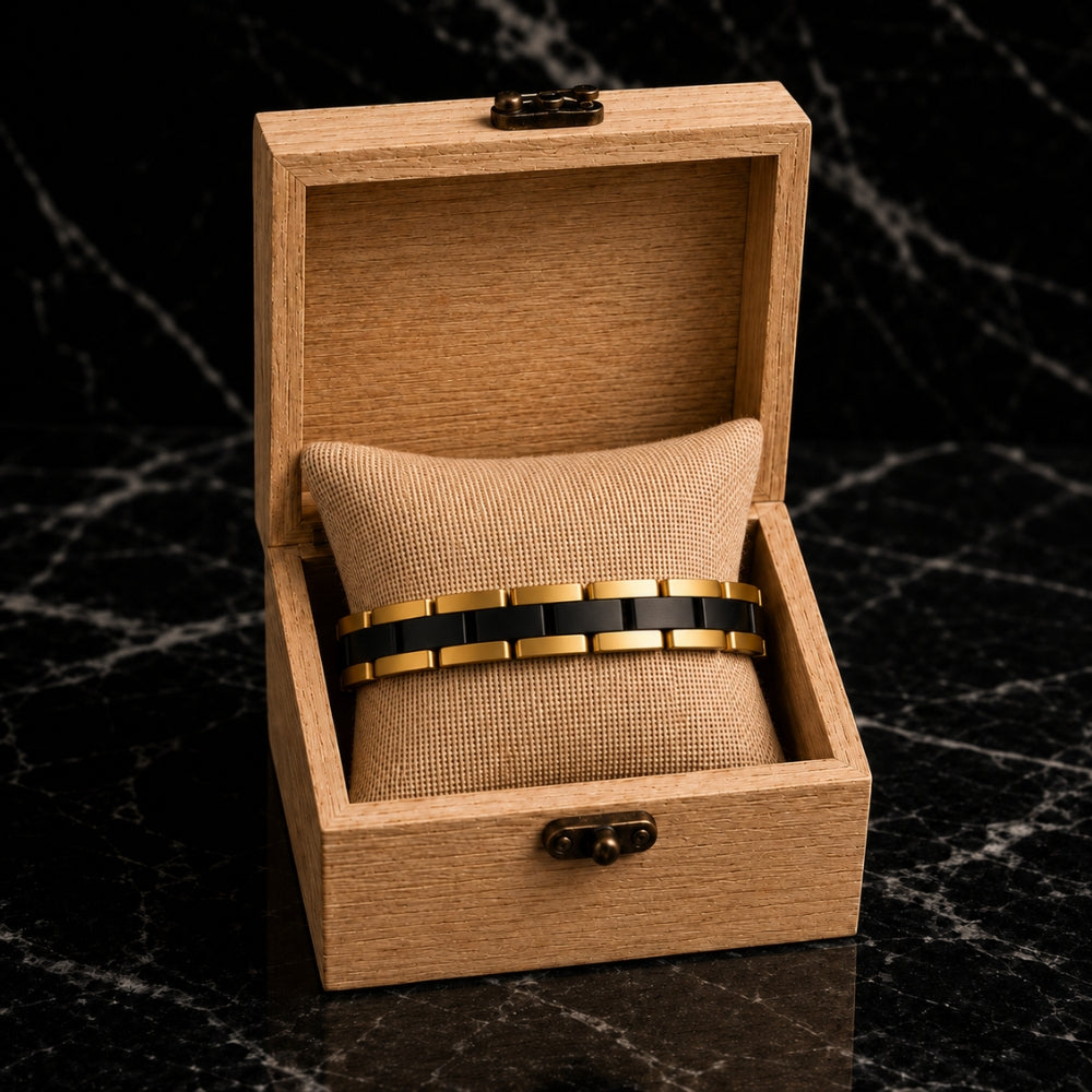 bracelet-bois-acier-noir-coffret-cadeau