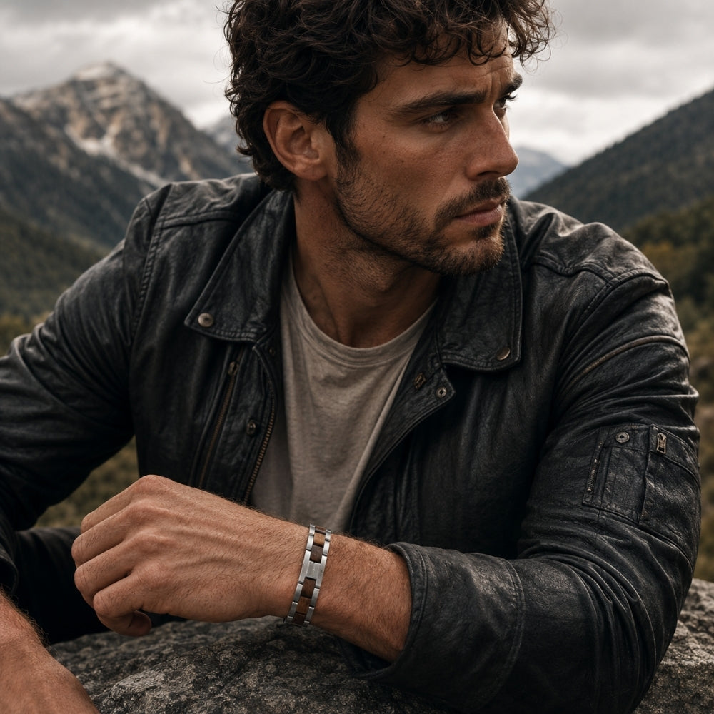 bracelet-homme-acier-et-noyer
