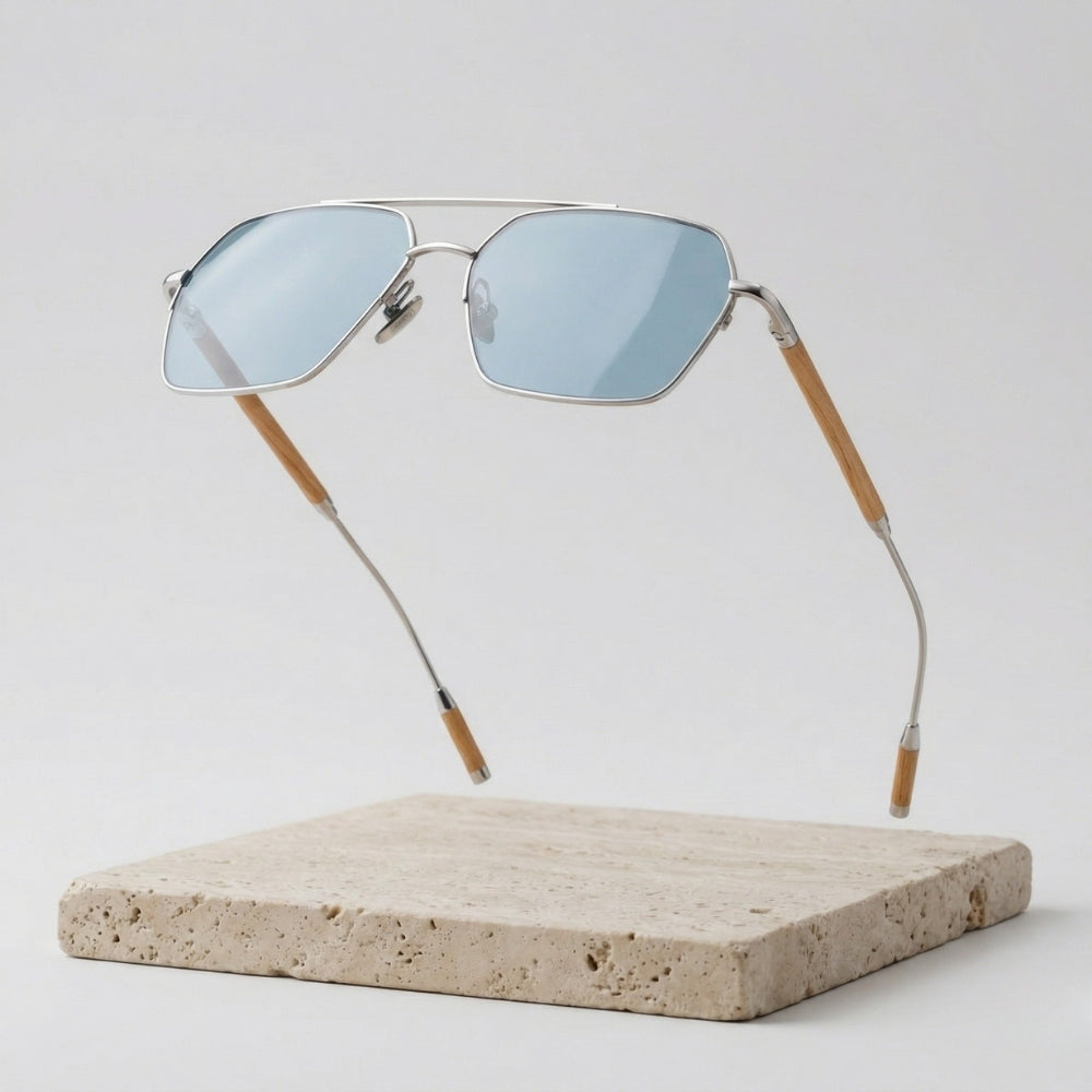 lunettes-soleil-bleu-en-bois-hexagonales