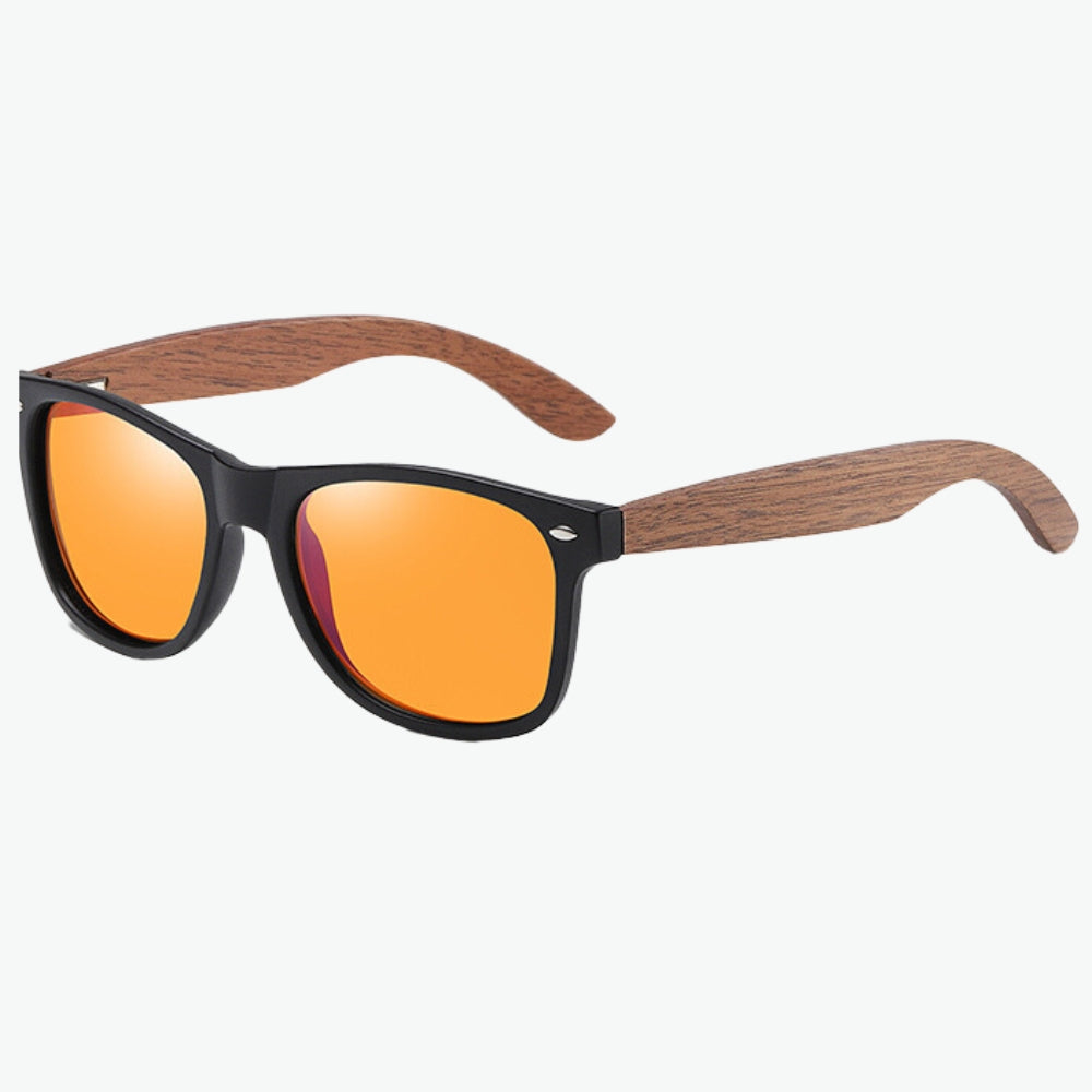 lunettes soleil orange écologique en bois