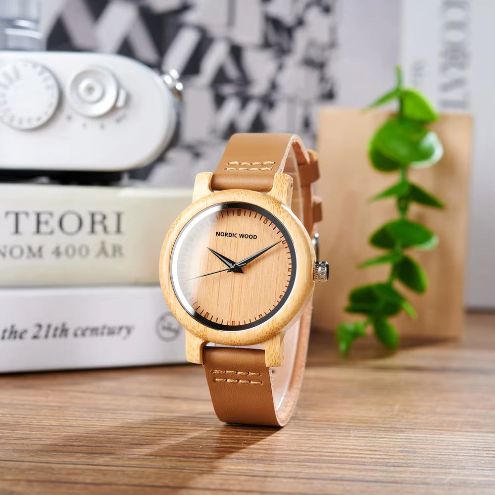 montre en bois de bambou femme