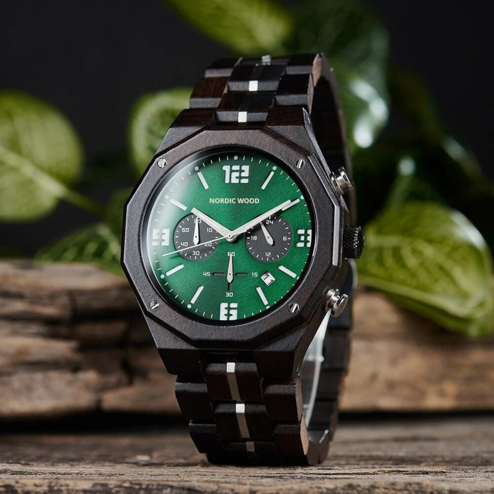montre-bois-bambou-vert-homme