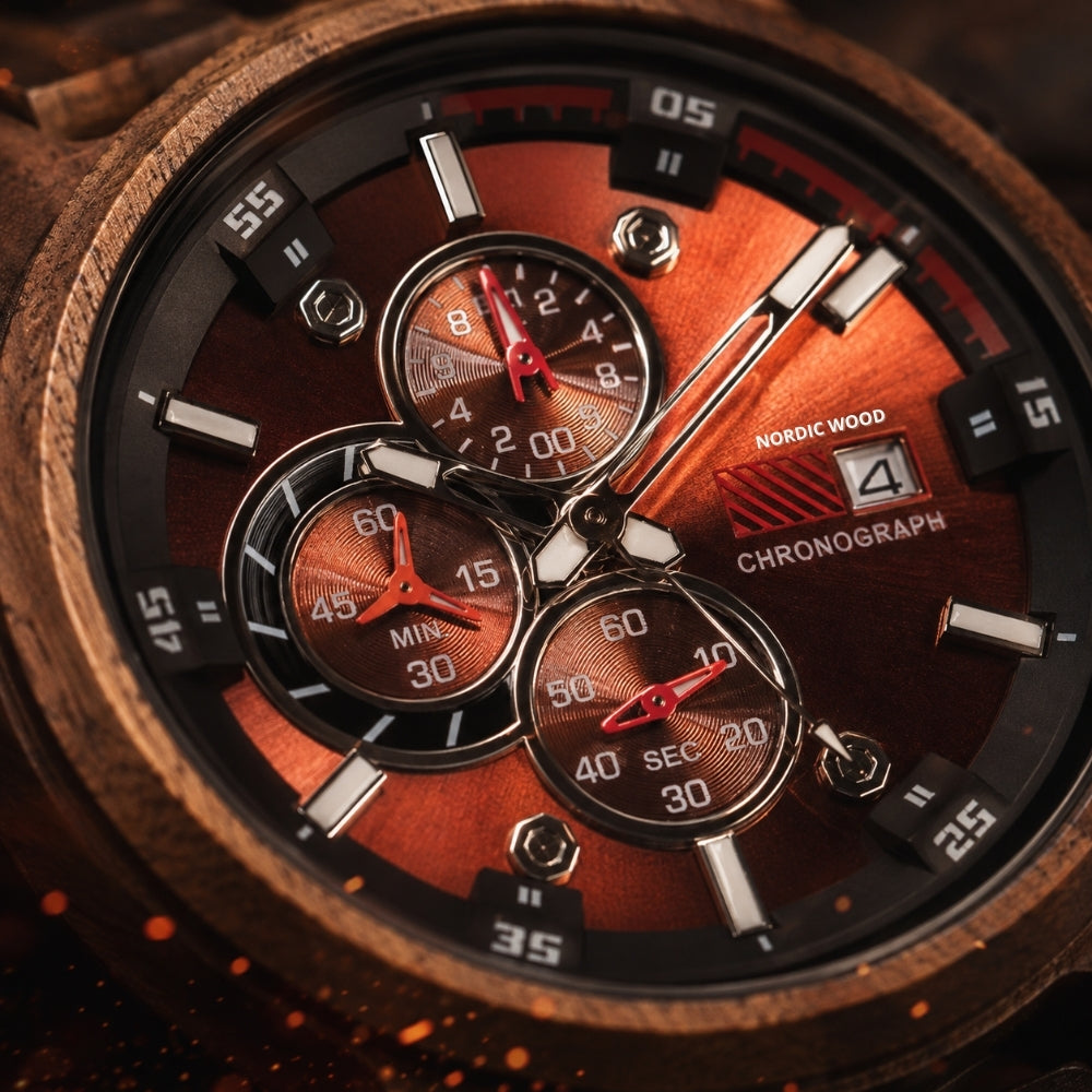 montre-bois-brun-cadran-rouge