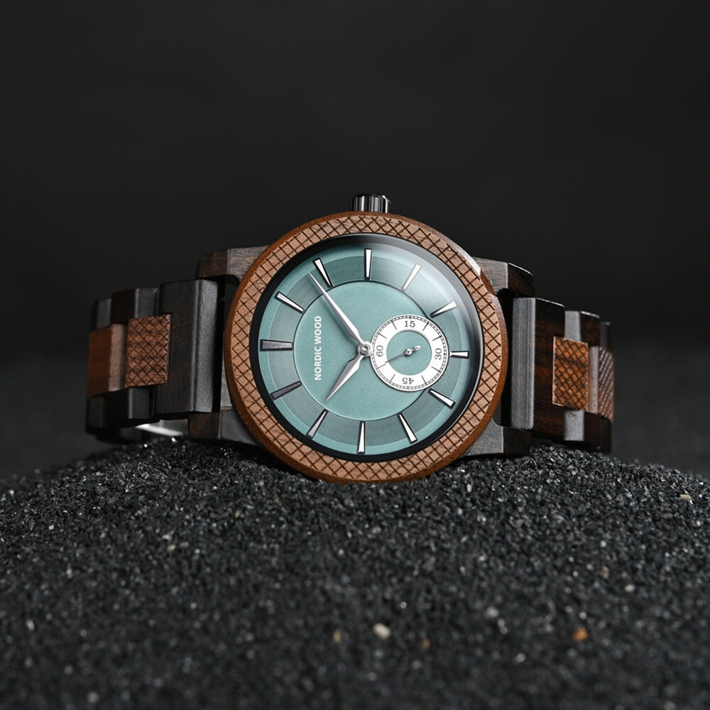 montre-homme-cadran-vert-en-bois