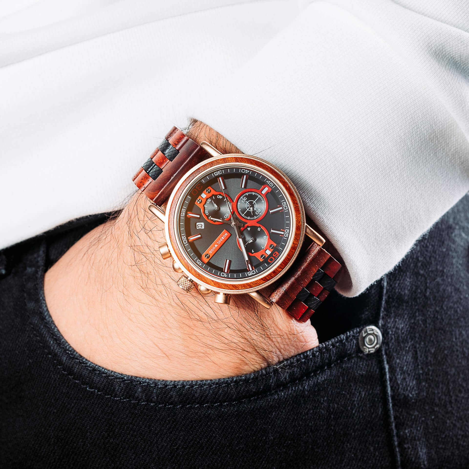 Montre en Bois Homme - Wild Red