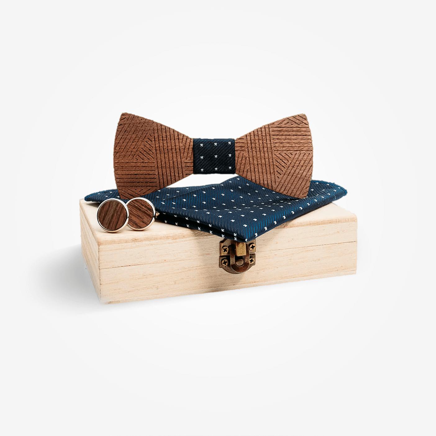 Coffret Noeud Papillon - Hêtre Foncé