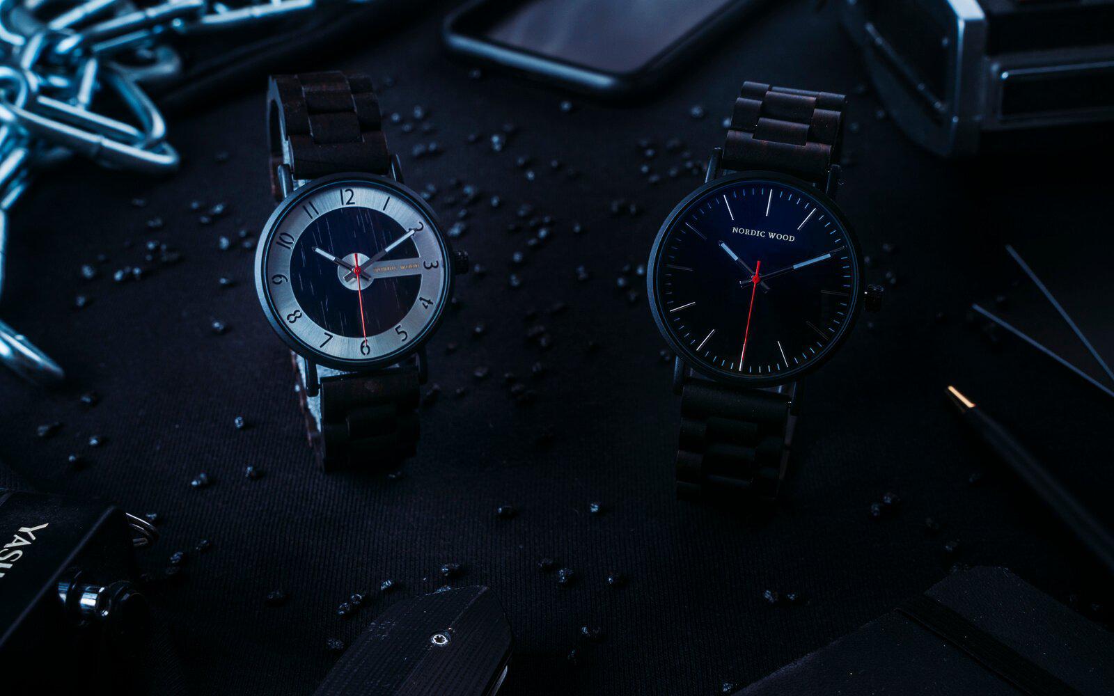 collection montres black nordic wood