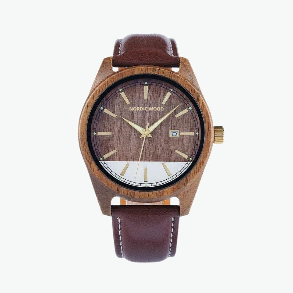 montre bois cuir homme