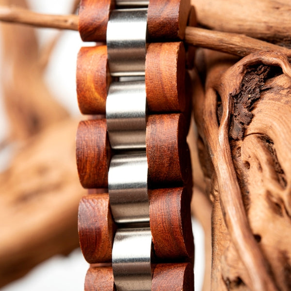 bracelet rouge en bois homme