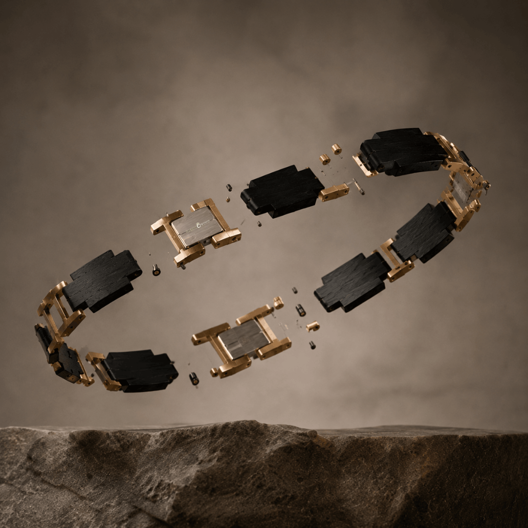 Bracelet pour homme bois noir et acier