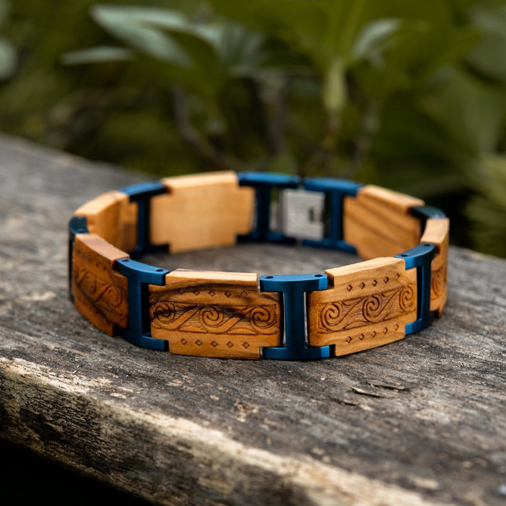 bracelet en bois homme jaune 