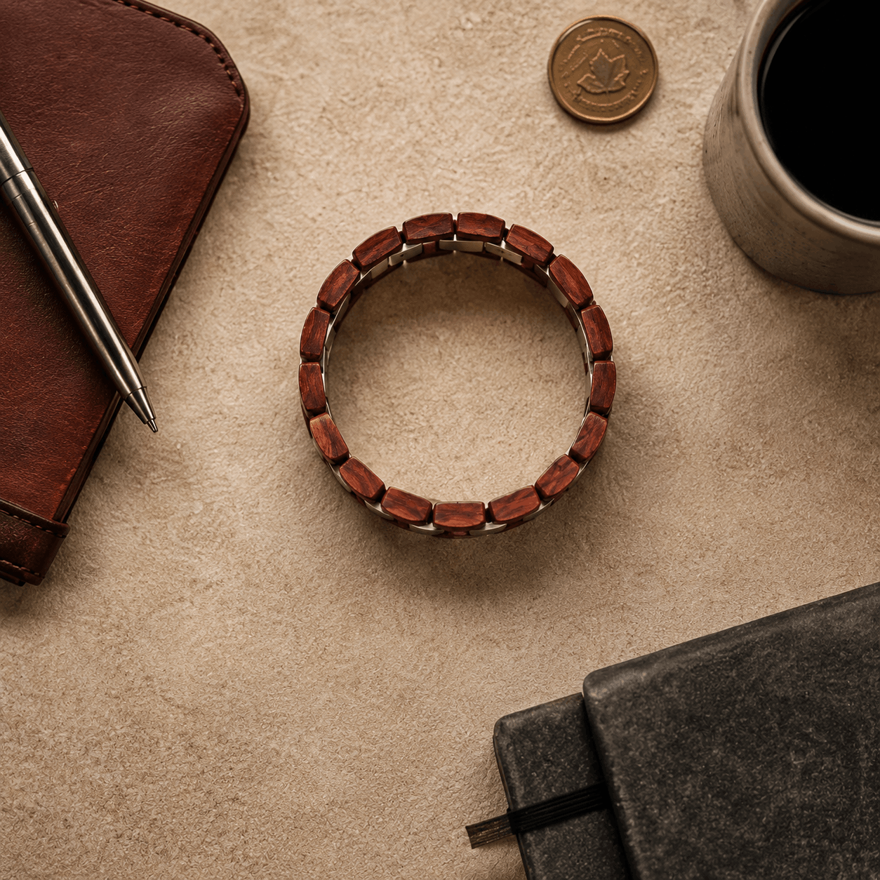 bracelet en bois rouge homme