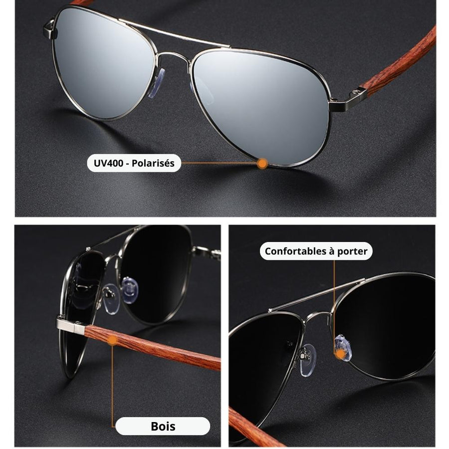 Lunettes de Soleil en Bois - Aviator Brown