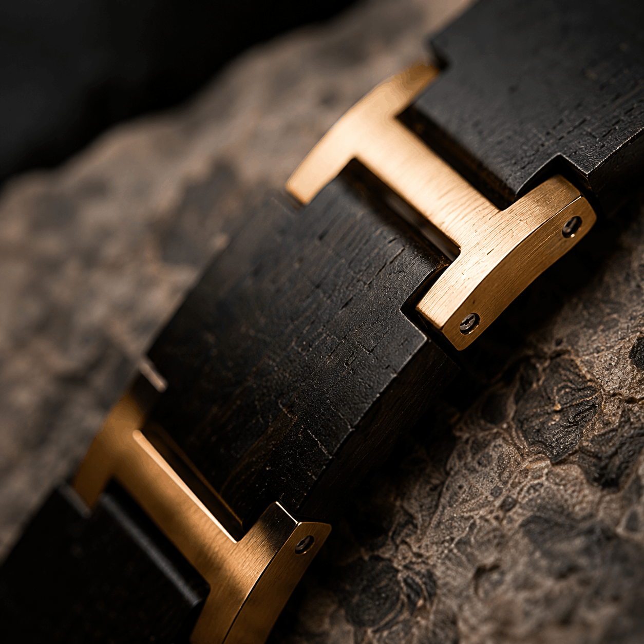 Bracelet pour homme bois noir détail