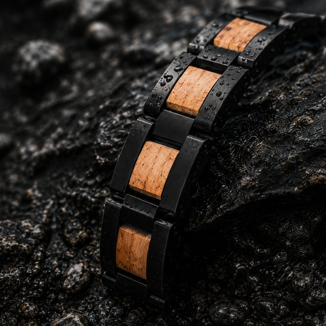 bracelet-en-bois-olivier-acier-fjord