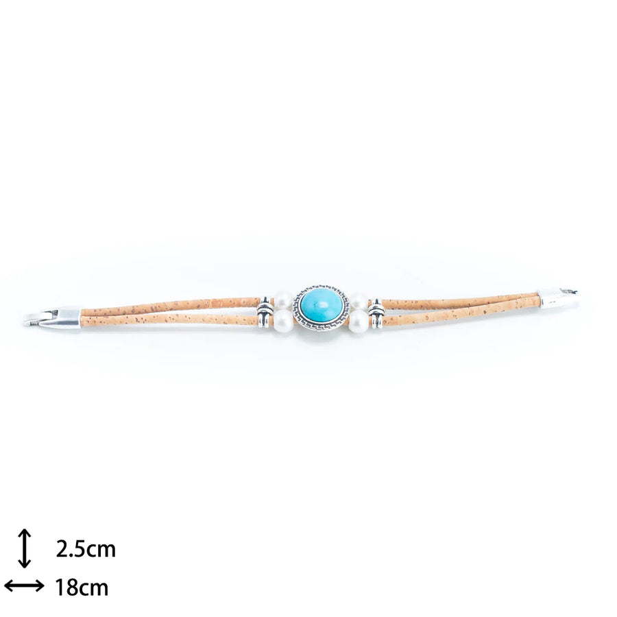 bracelet liege perle bleu