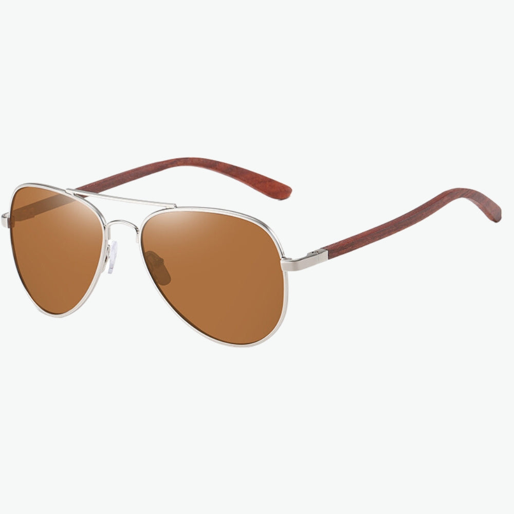lunettes soleil aviateur brun bois