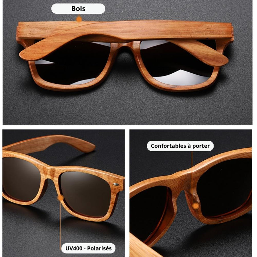 Lunettes de Soleil en Bois -  Wayfarer Deep Black