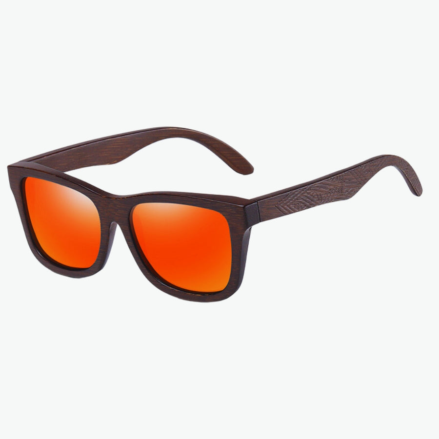 lunettes de soleil rouge en bois bambou