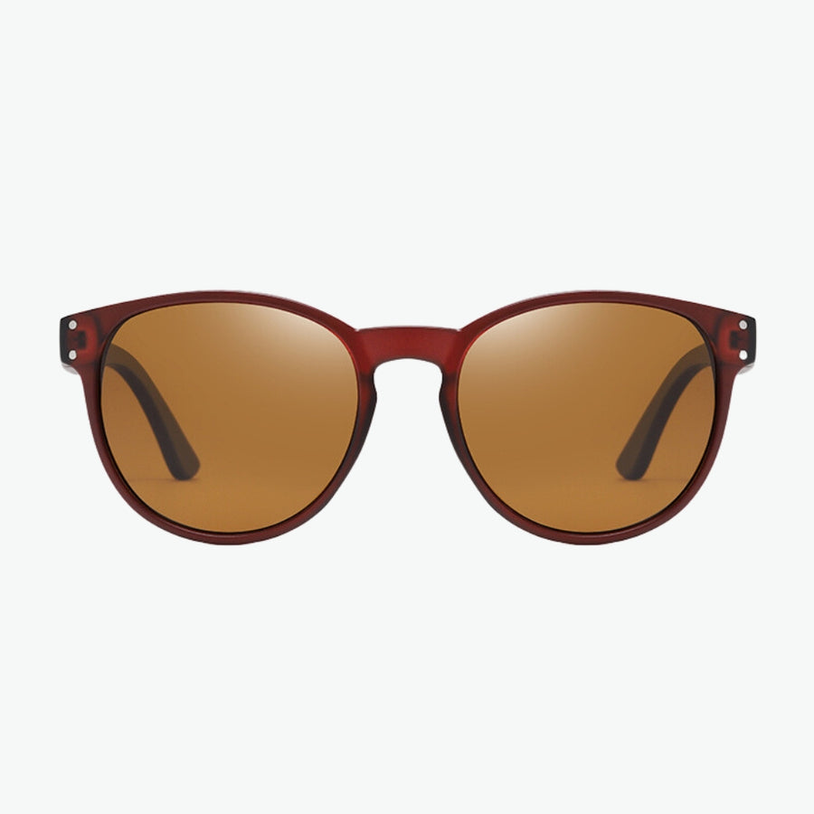 lunettes soleil rondes bois brun
