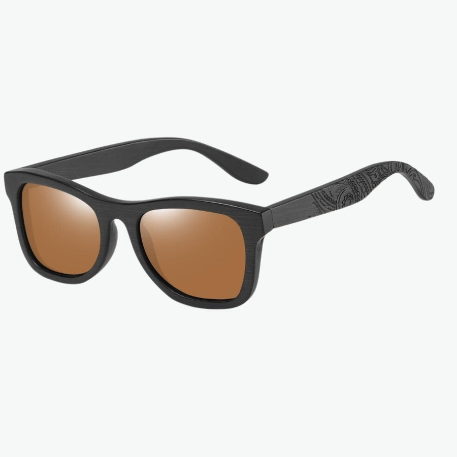 lunettes soleil brunes bois noir