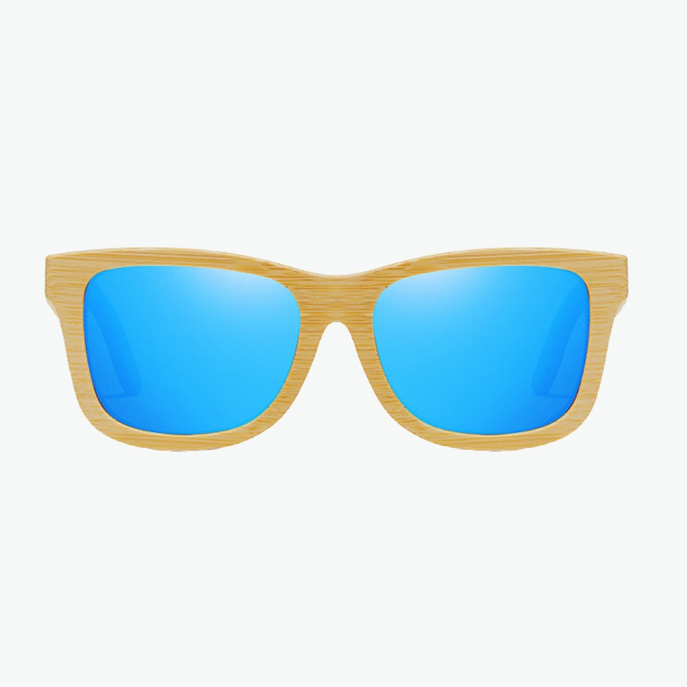 lunettes homme soleil bambou bleu