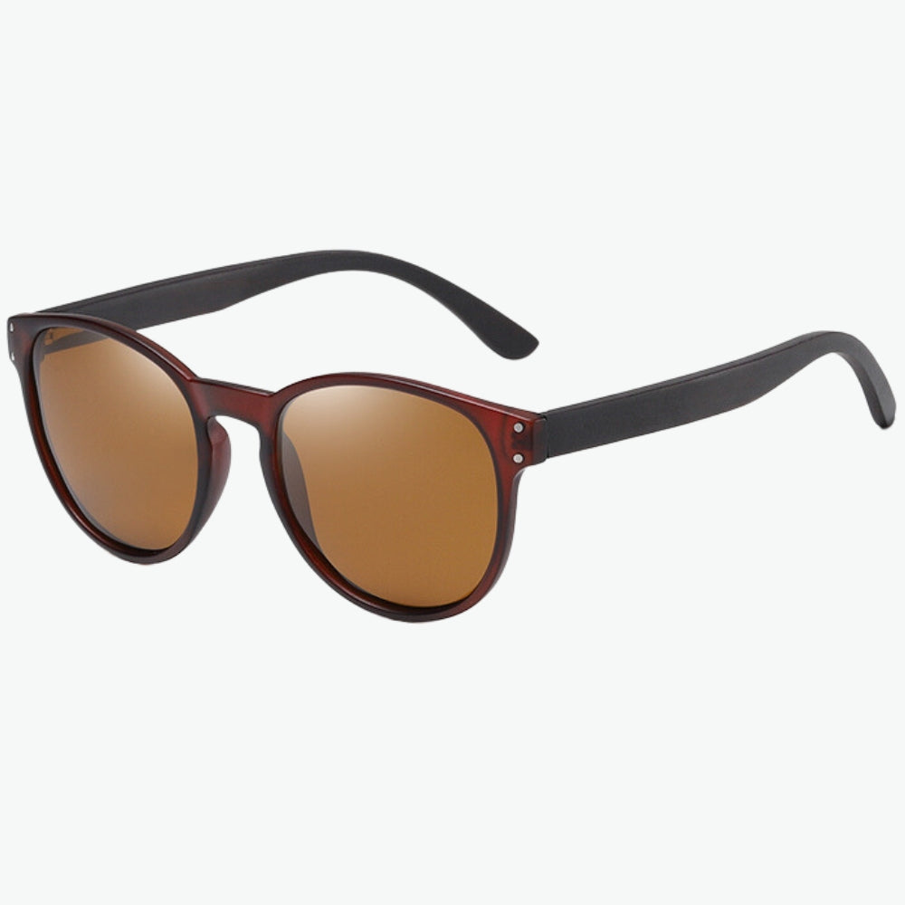 lunettes soleil en bois rondes brun