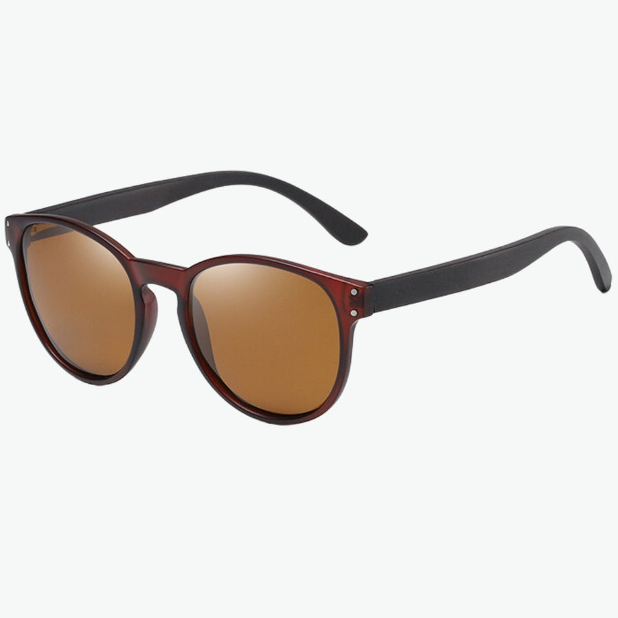 lunettes soleil en bois rondes brun