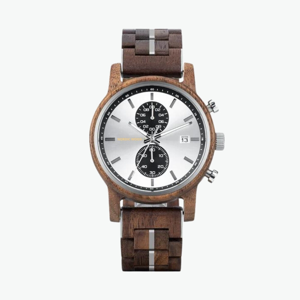 Montre Homme King Master - Cadran Blanc, Bracelet Cuir Noir - Quartz Acier Inox - Neuf Sans étiquette