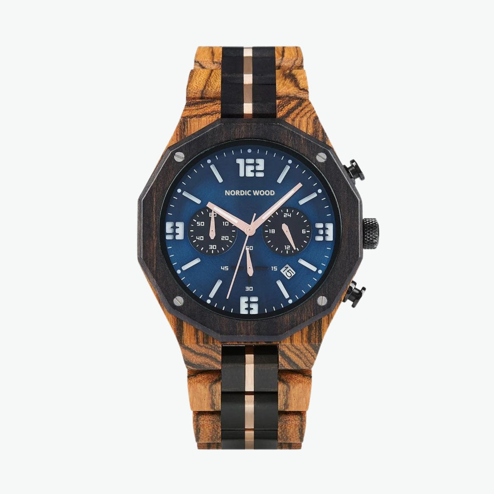 montre-bois-homme-cadran-bleu