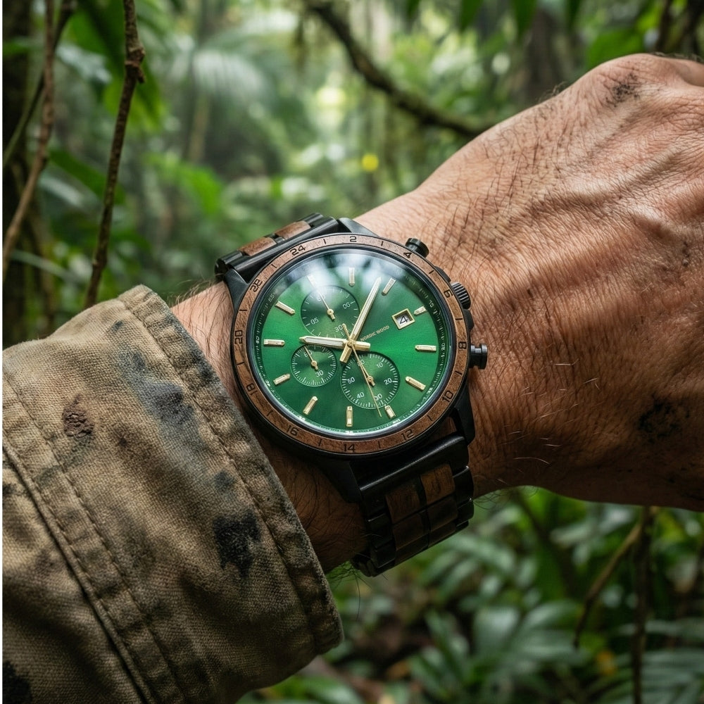 montre-bois-verte-chronographes