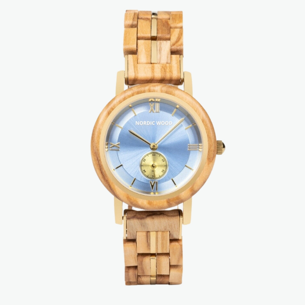 montre-femme-cadran-bleu-en-bois