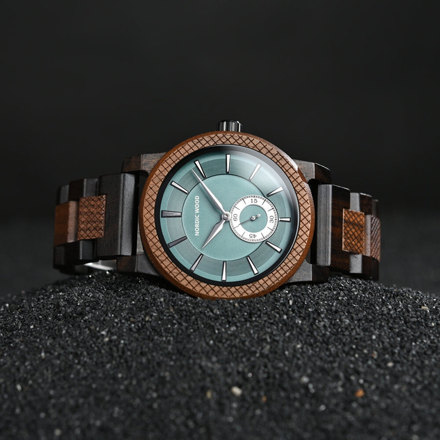 montre-homme-cadran-vert-en-bois