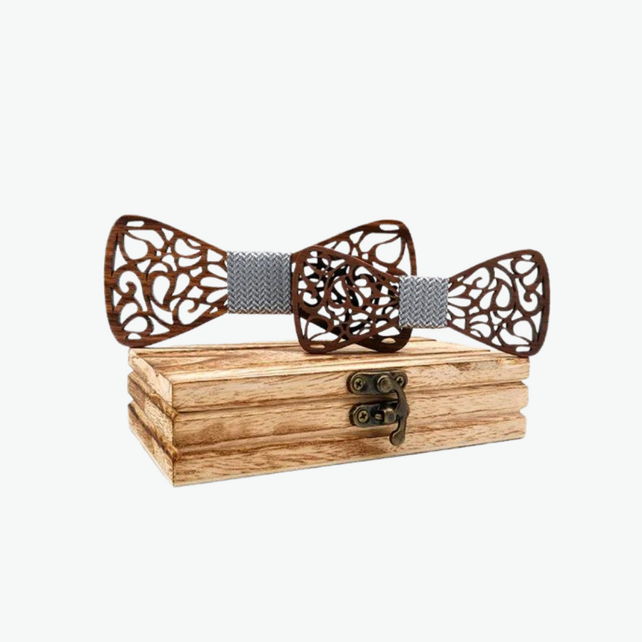 noeud papillon gris pour père et fils