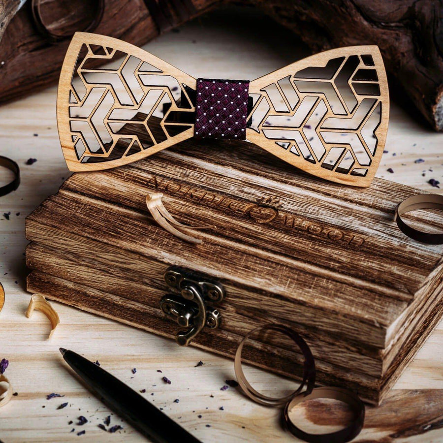 Coffret Noeud Papillon - Camélia Bordeaux
