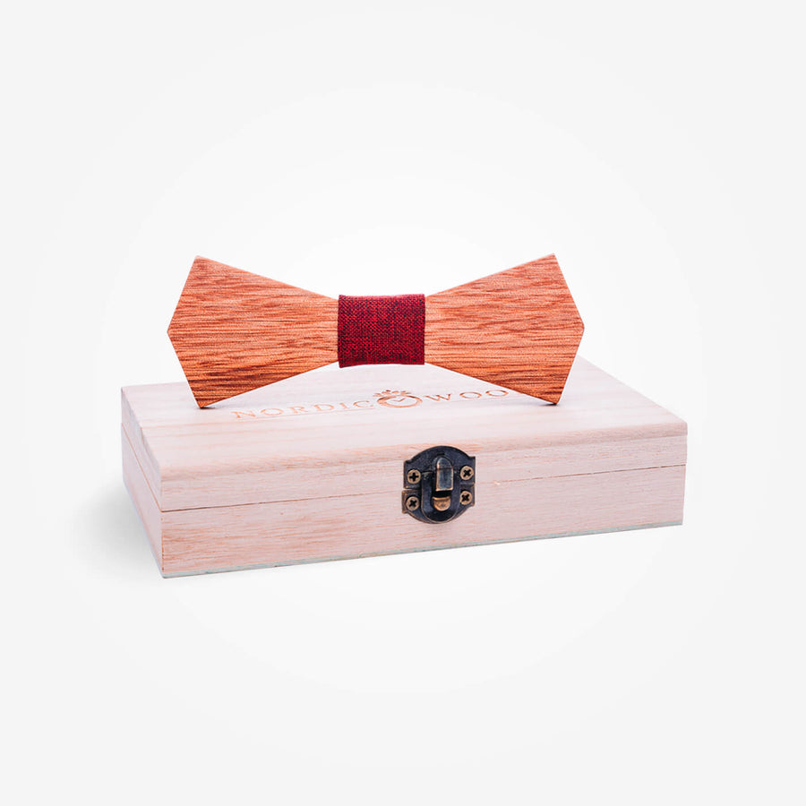 Noeud Papillon en Bois - Hibiscus Rouge