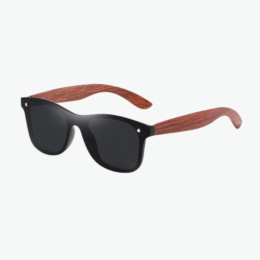 lunettes en bois miroir verres noir
