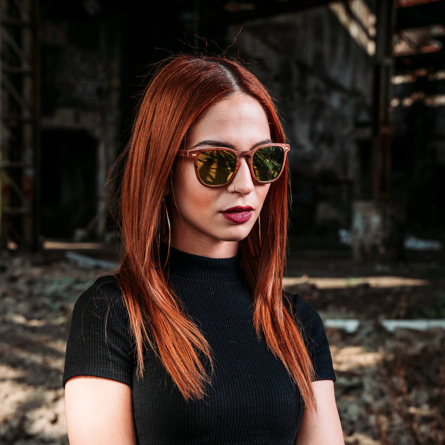 Lunettes de Soleil en Bois - Clubmaster Gold