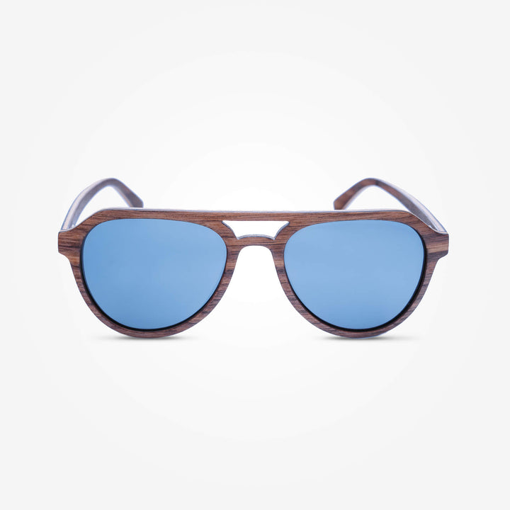 Lunettes de Soleil en Bois - Aviator Silver