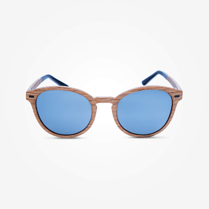 Lunettes de Soleil en Bois - Round Silver