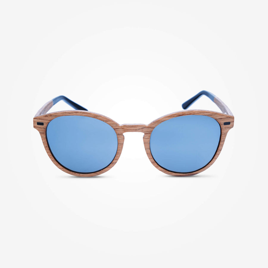 Lunettes de Soleil en Bois - Round Silver