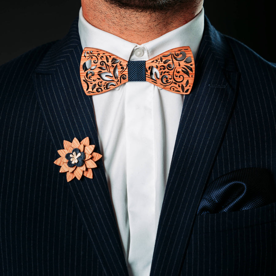 Noeud Papillon Premium - Merisier Bleu
