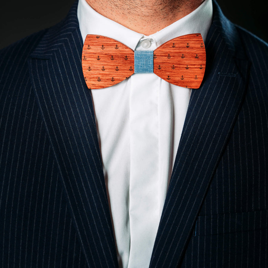 Noeud Papillon en Bois - Peuplier Bleu